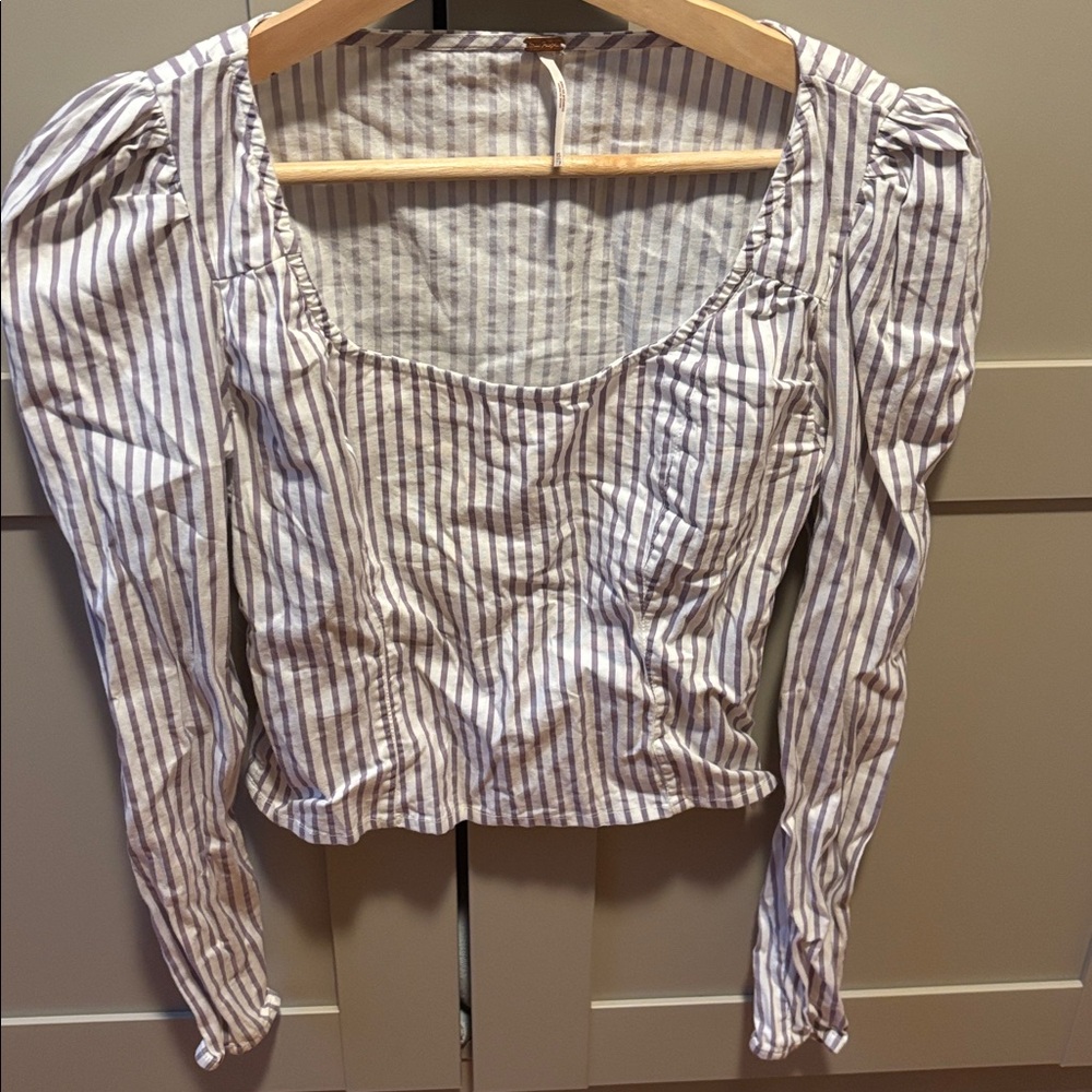 Free People Lavender and White Striped Top